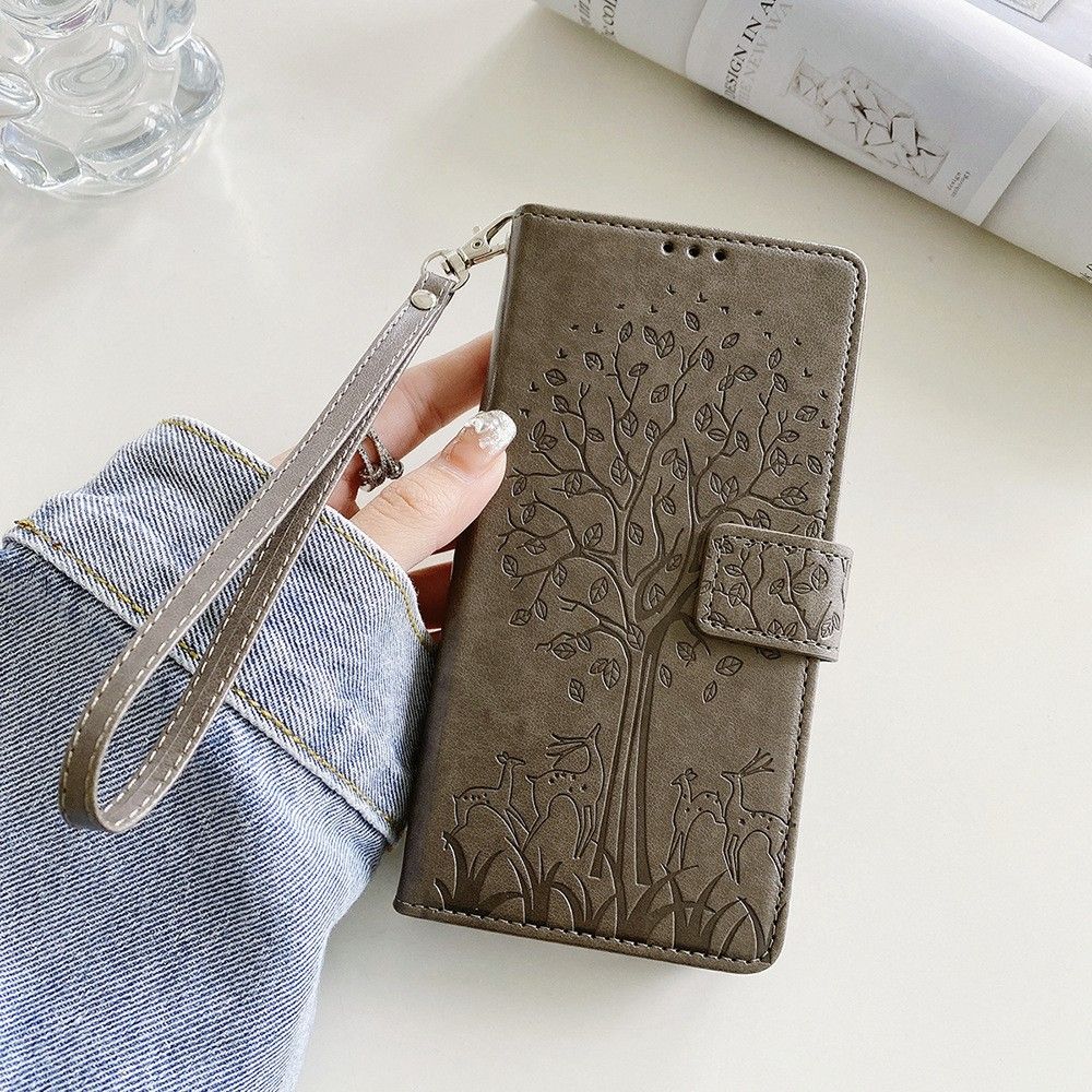 Tecno Camon 50 4G/X821/Camon 50 Pro 4G/X824 Leather Phone Case,Wallet Women Flip Cover with Credit Card Holders Embossed PU Leather Stand Wrist Strap Purse Protective Case for Tecno Camon 50 4G/X821