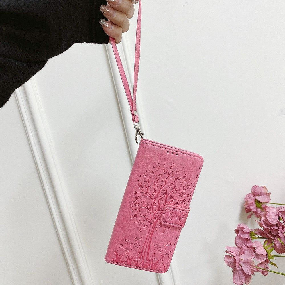 Tecno Camon 50 4G/X821/Camon 50 Pro 4G/X824 Leather Phone Case,Wallet Women Flip Cover with Credit Card Holders Embossed PU Leather Stand Wrist Strap Purse Protective Case for Tecno Camon 50 4G/X821