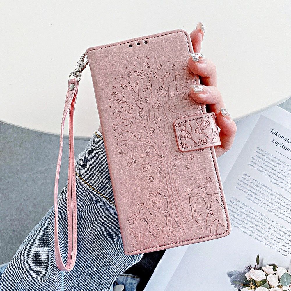 Tecno Camon 50 4G/X821/Camon 50 Pro 4G/X824 Leather Phone Case,Wallet Women Flip Cover with Credit Card Holders Embossed PU Leather Stand Wrist Strap Purse Protective Case for Tecno Camon 50 4G/X821