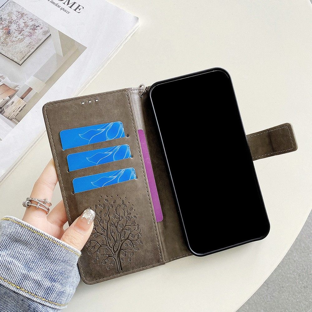 Tecno Camon 50 4G/X821/Camon 50 Pro 4G/X824 Leather Phone Case,Wallet Women Flip Cover with Credit Card Holders Embossed PU Leather Stand Wrist Strap Purse Protective Case for Tecno Camon 50 4G/X821