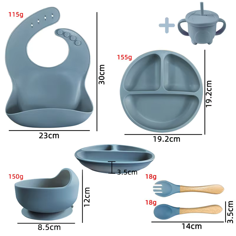 7Pc Silicone Baby Weaning Feeding Set
