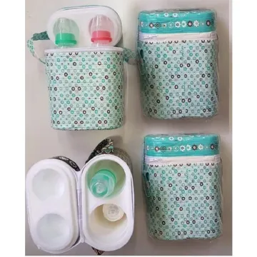 Portable Bottle Warmer Bag with 2 bottles inside - Keeps milk/liquids warm for long