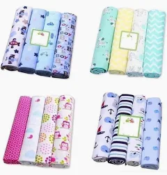 Baby Flannels - 4Pack Soft Baby Blankets / Warmers / Swaddlers