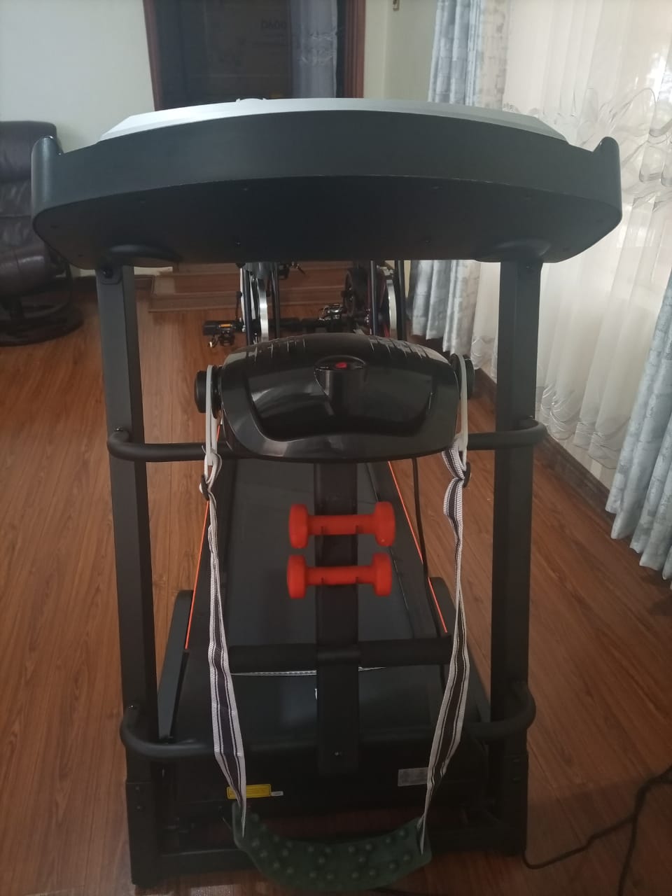 Fitness Fold-able Treadmil - With a Massager, 2 dumbbells, twister and a sit up bar, easy to assemble and use