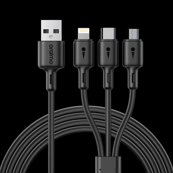 oraimo Duraline 3 in 1 Fast Chargin Cables 1.2Meters Long 3A Cable Fast Charging Cable