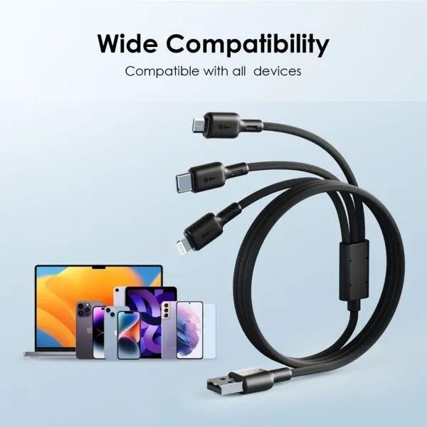 oraimo Duraline 3 in 1 Fast Chargin Cables 1.2Meters Long 3A Cable Fast Charging Cable