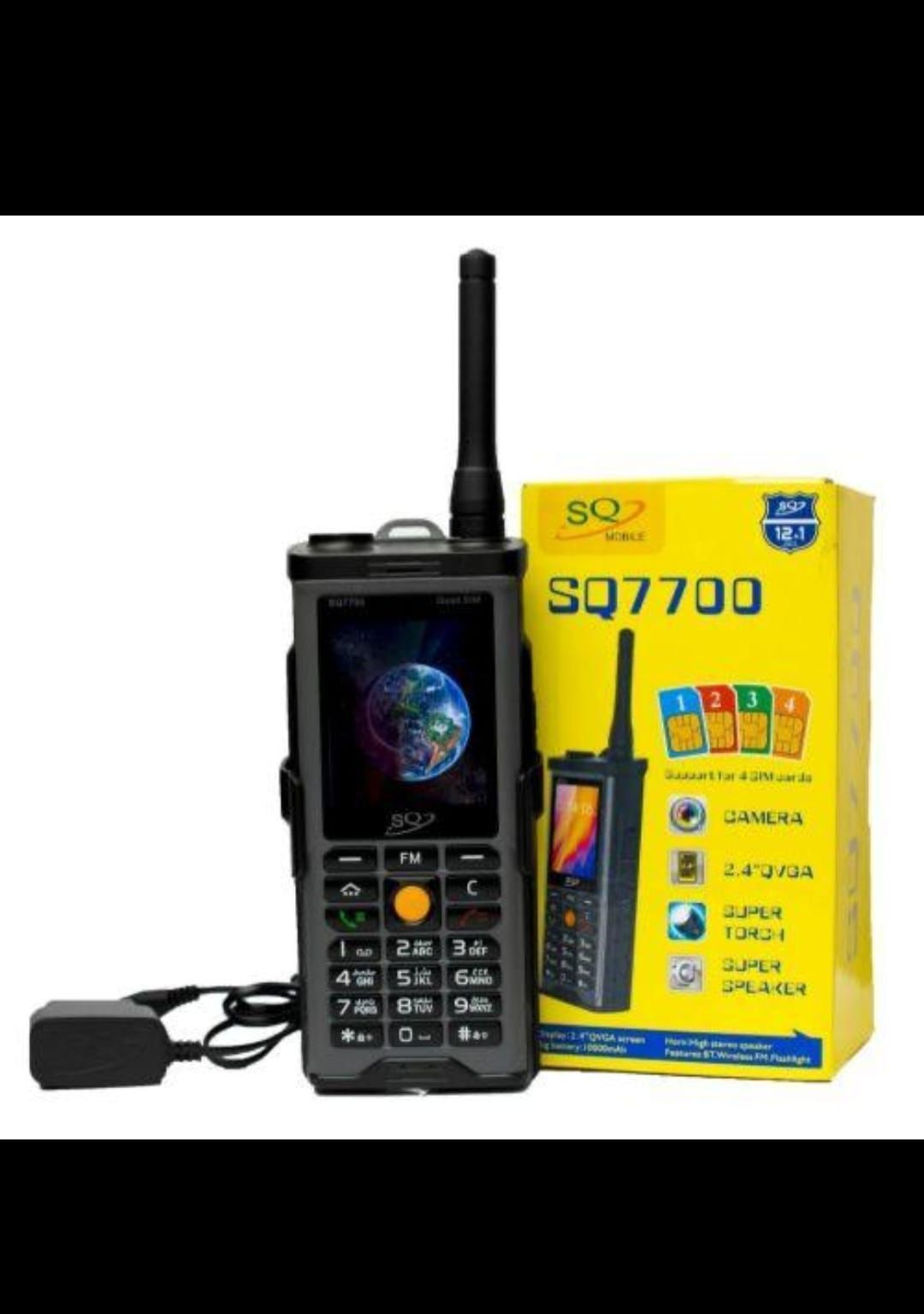 SQ 7700 Feature  Phone With 2.4" Screen Display, QUAD SIM Cards (4) Big battery 10000mAh,Super Torch Flashlight ,High Stereo Speaker, BT, Wireless FM and Camera