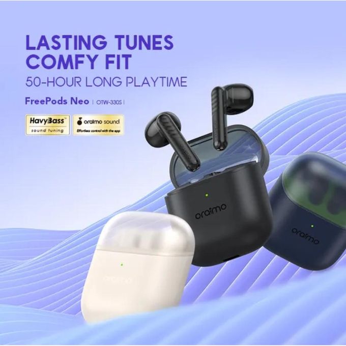 [CLEARANCE SALES] Oraimo FreePods Neo MODEL OTW-330S  ENC 50-hour Playtime Havybass Half -in -ear design True Wireless Earbuds With APP control  Bluetooth earphone