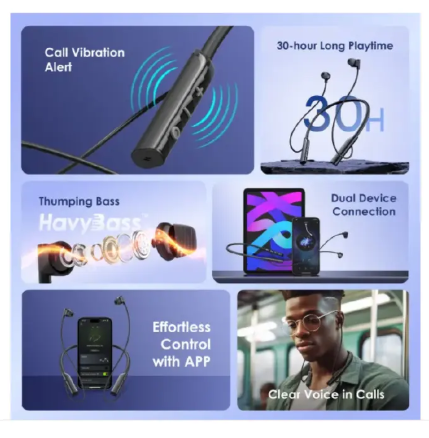 (SPECIAL OFFER) Oraimo Necklace Lite Call Vibration Wireless Headphones IPX4 waterproof and Noise reduction in calls and with dual device connection