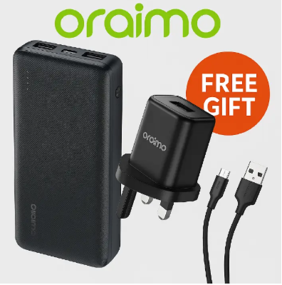 (SUPER OFFER ) Oraimo Traveler 12 20000mAh 12W Power Bank + Free  Oraimo OCW-U37SP+M53 Cannon 3 Mini Charger 6W