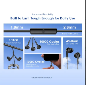 Oraimo Original CONCH 2 NEO MODEL: OEP-320S Earphones Superior Deep Bass, HD Sound Earphone with Mic PLUS  a FREE GIFT of Aldeepo AD-KZ10 Stream Type-C to 3.5mm Audio Adapter