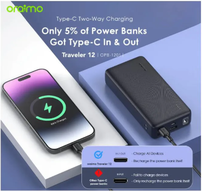 (SUPER OFFER ) Oraimo Traveler 12 20000mAh 12W Power Bank + Free Oraimo OCW-U37SP+M53 Cannon 3 Mini Charger 6W