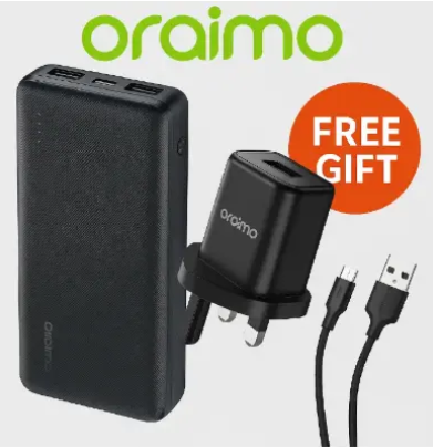 (SUPER OFFER ) Oraimo Traveler 12 20000mAh 12W Power Bank + Free Oraimo OCW-U37SP+M53 Cannon 3 Mini Charger 6W