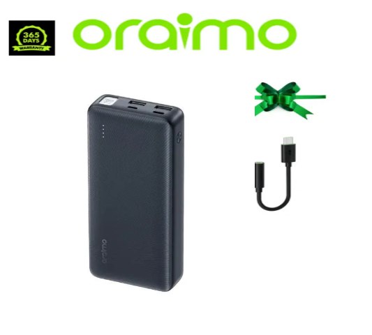 (SUPER OFFER ) Oraimo Traveler 12 20000mAh 12W Power Bank + Free  Aldeepo AD-KZ10 Type C to 3.5mm audio adapter