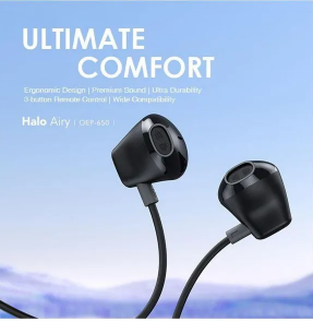 Oraimo Halo Airy OEP-650 Type C ultimate comfort earphones Premium Sound  3-button Remote Control  Ultra Durability  Wide Compatibility