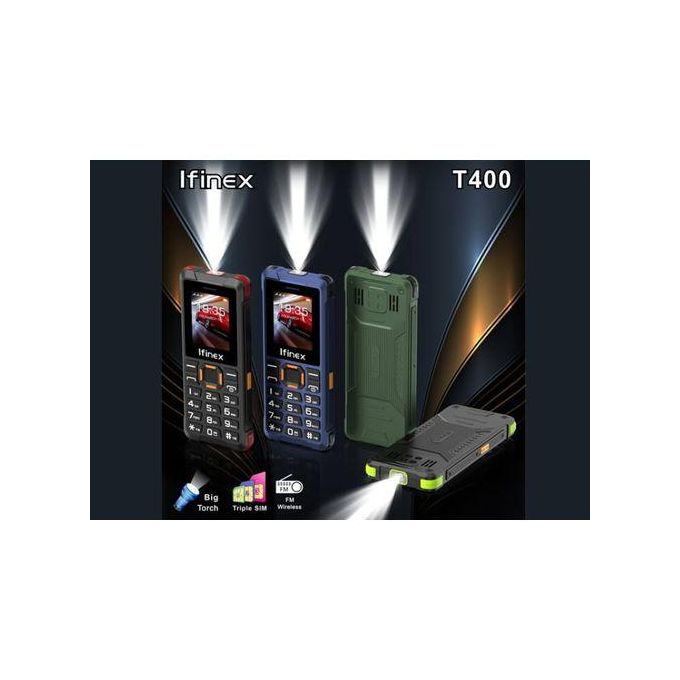 IFINEX  T400 TRIPLE SIM CARD FEATURE PHONE WITH Bluetooth /Wireless FM/SD Slot T 400 kabambe/katululu/mulika mwizi/button feature phone
