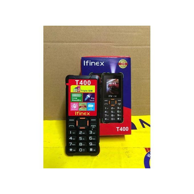 IFINEX  T400 TRIPLE SIM CARD FEATURE PHONE WITH Bluetooth /Wireless FM/SD Slot T 400 kabambe/katululu/mulika mwizi/button feature phone