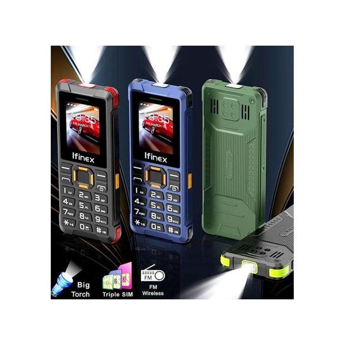 IFINEX  T400 TRIPLE SIM CARD FEATURE PHONE WITH Bluetooth /Wireless FM/SD Slot T 400 kabambe/katululu/mulika mwizi/button feature phone