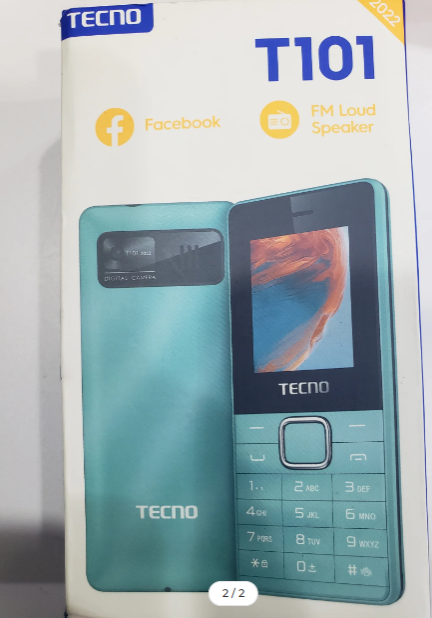 Tecno T101 (Dual Sim) Button Phone🔹 Torch 🔹Wireless FM🔹 Battery 1000mah Feature Kabambe  Mobile Phone