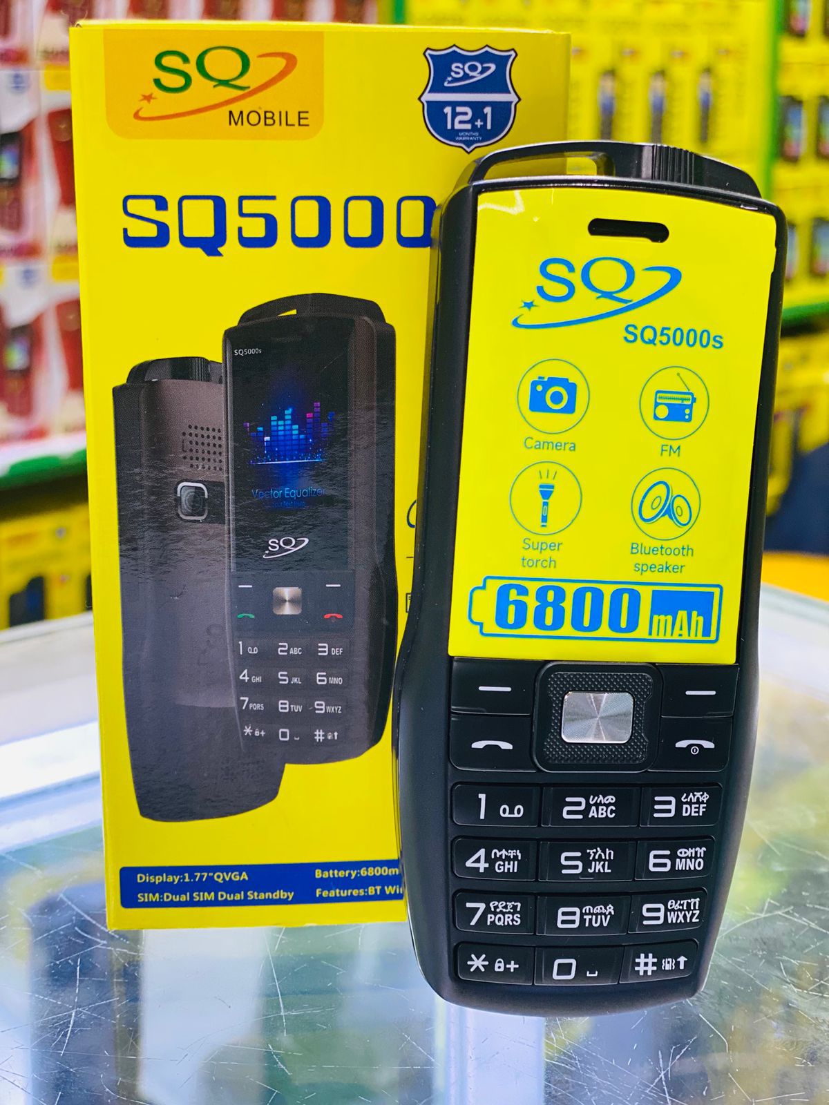 SQ 5000s Feature phone  with slim body 1.77'' QVGA Screen display 6800 mAh battery, Bluetooth Speaker,Dual sim ,Camera, Memory Card Slot, Wireless FM