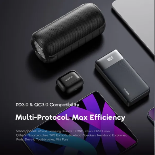 Oraimo PowerNova Q21 20000mAh 22.5W Power Bank🔹 QC3.0 & PD3.0 Compatible🔹 Smart Digital Display 🔹 Up To 78-Hour Extra Usage Time 🔹 Charge Phone To 60% In 30 Mins