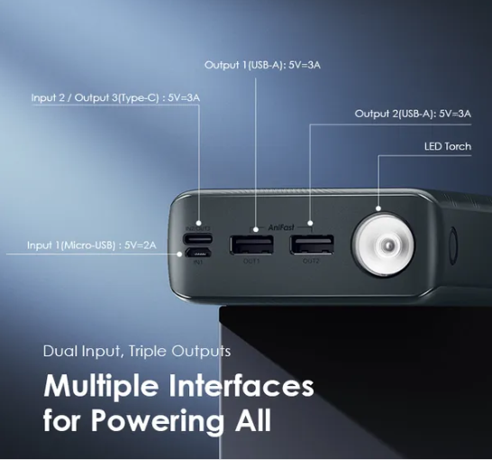 Oraimo Powerbox 300 Lit 30000mAh 15W Power Bank 🔹15W Type-C IN & OUT🔹LED Torch 🔹3A Fast Charging🔹 Multi-Protection Safety System🔹 Model: OPB-1301