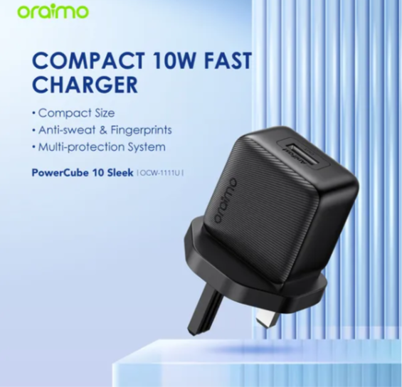 Oraimo PowerCube Original Type C Fast Charger and Cable 10 Sleek 10W Wall Charger Kit  5V 2A Fast Charging Compact & Portable  Sweat & Fingerprint Resistance Multi-Protection Safety System