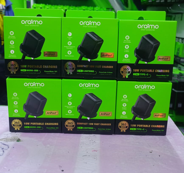 Oraimo PowerCube Original Type C Fast Charger and Cable 10 Sleek 10W Wall Charger Kit  5V 2A Fast Charging Compact & Portable  Sweat & Fingerprint Resistance Multi-Protection Safety System