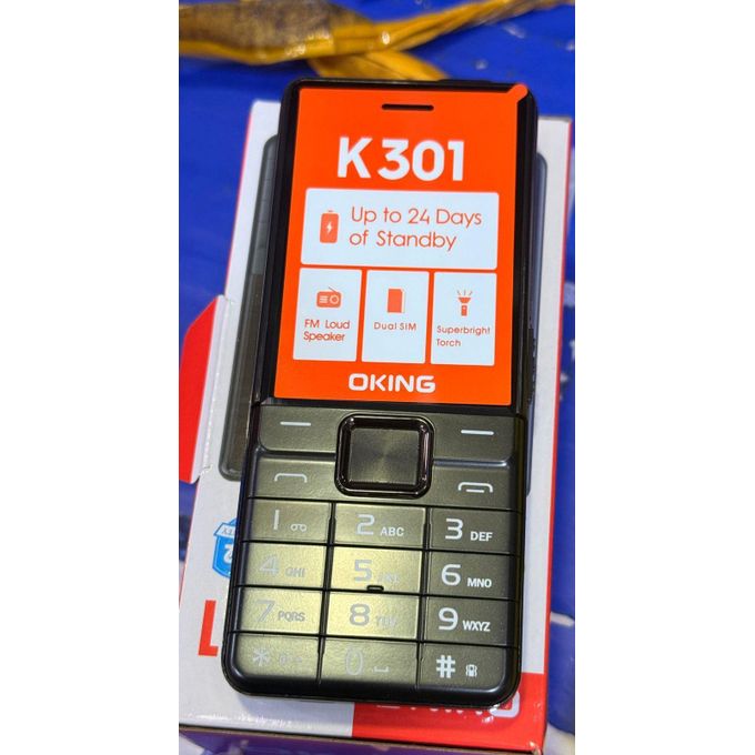 Oking OK301 Button Phone 1.77 inches Screen,Loud FM Speaker, Dual SIM, Torch, Camera,1000mAh Battery Capacity and Expandable Storage Support