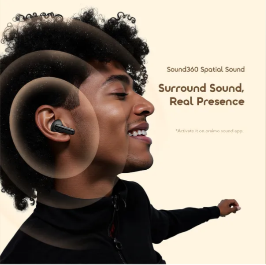 Oraimo SpaceBuds Air 38 Hours Smart Finder True Wireless Earbuds, Comfortable Half-In-Ear Fit , Smart Earbud Finder ,Free Anti-Lost Lanyard Included, MODEL:OTW-324S