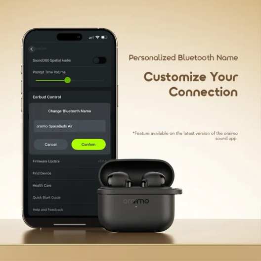 Oraimo SpaceBuds Air 38 Hours Smart Finder True Wireless Earbuds, Comfortable Half-In-Ear Fit , Smart Earbud Finder ,Free Anti-Lost Lanyard Included, MODEL:OTW-324S