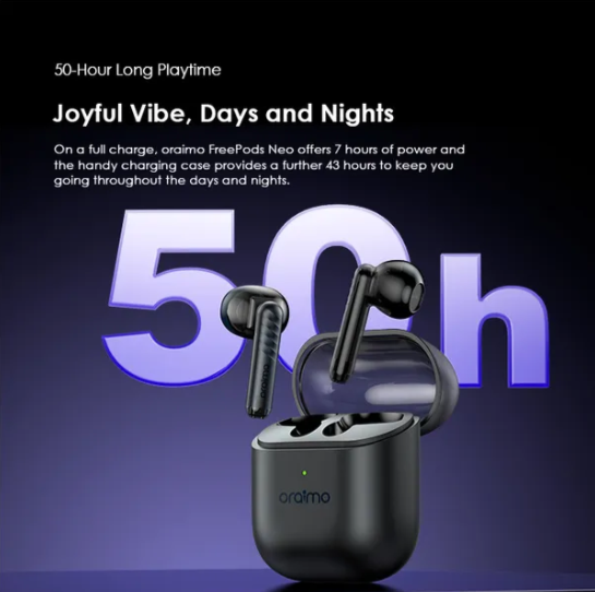 Oraimo FreePods Neo MODEL OTW-330S ENC 50-hour Playtime Havybass Half -in -ear design True Wireless Earbuds With APP control