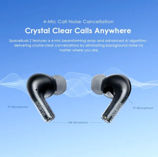 oraimo SpaceBuds Z ANC True Wireless Earbuds with Spatial Audio, HavyBass™ Sound Promise ,4-mic ENC HD Voice in Calls, Dual-device Connectivity, AniFast™ Fast Charging