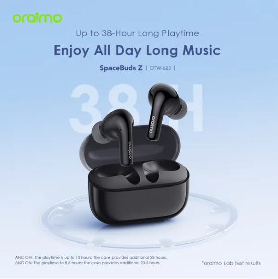 oraimo SpaceBuds Z ANC True Wireless Earbuds with Spatial Audio, HavyBass™ Sound Promise ,4-mic ENC HD Voice in Calls, Dual-device Connectivity, AniFast™ Fast Charging
