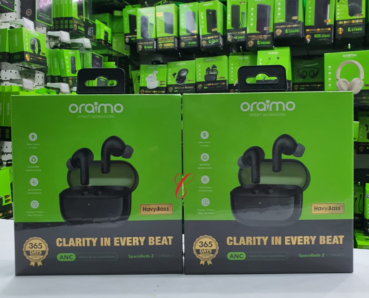 oraimo SpaceBuds Z ANC True Wireless Earbuds with Spatial Audio, HavyBass™ Sound Promise ,4-mic ENC HD Voice in Calls, Dual-device Connectivity, AniFast™ Fast Charging