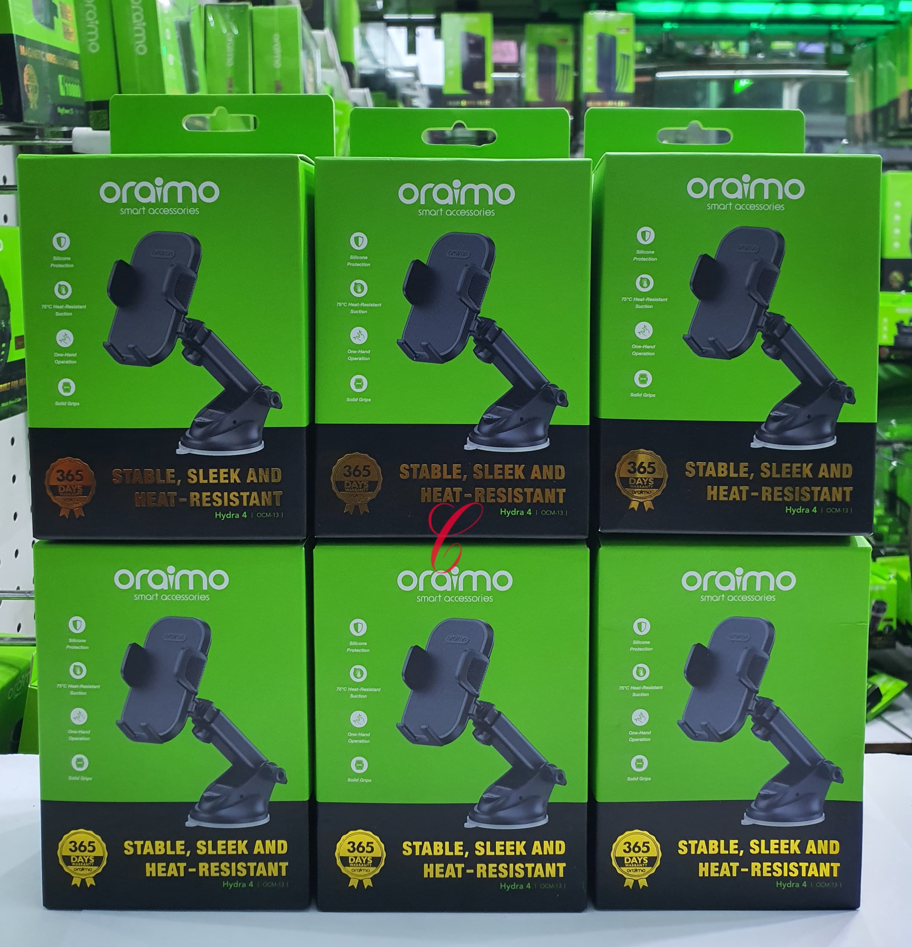 NEW ALERT!! Oraimo Hydra 4 Super Suction Flexible Car Mount Phone Holder, Solid Grips, Silicone Protection,360° Flexible Gooseneck ,Sleek and Durable Build MODEL:OCM-13