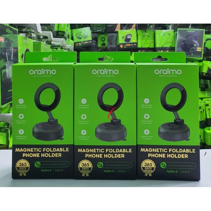 Oraimo Hydra 6 OCM-31 720° Foldable Rotation  Magnetic Phone Holder  With maximum flexibility, stability, and convenience Anti-Slip Base Ideal for car, desk, or home use