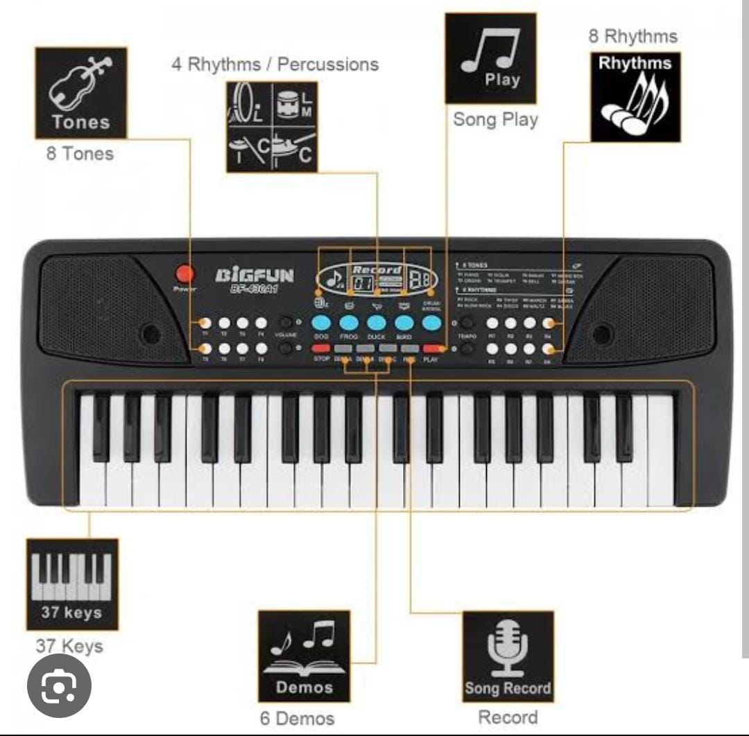 37 Keys Rechargeable Music Piano with assorted Rythms,tones, Demos and songs