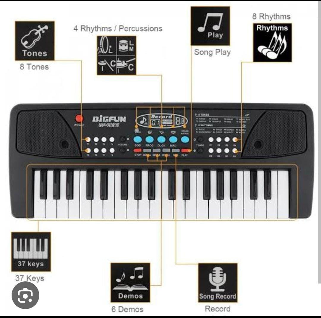 37 Keys Rechargeable Music Piano with assorted Rythms,tones, Demos and songs