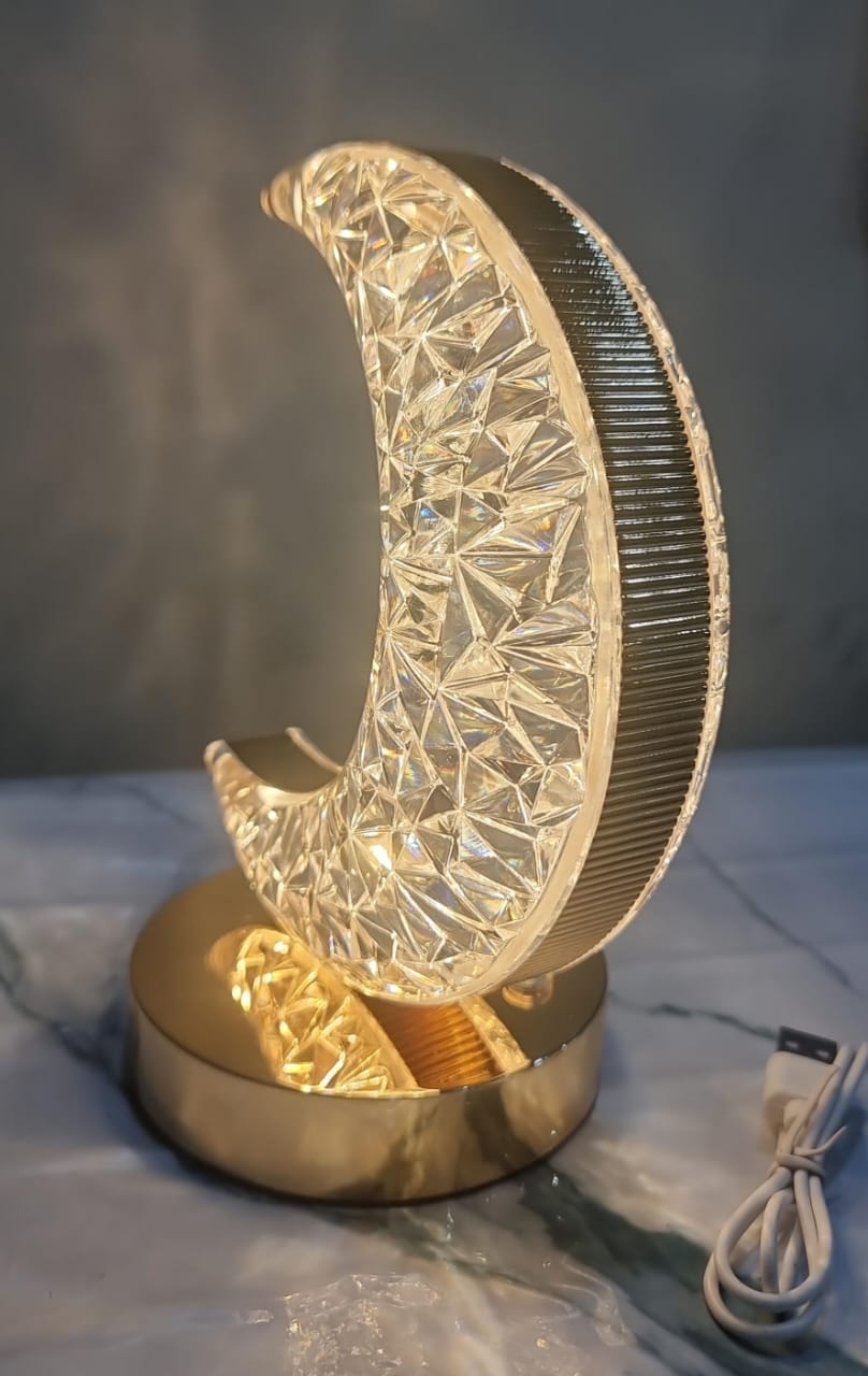 Rechargeable Creative table lamp warm and white light  available 3 shapes crescent star
