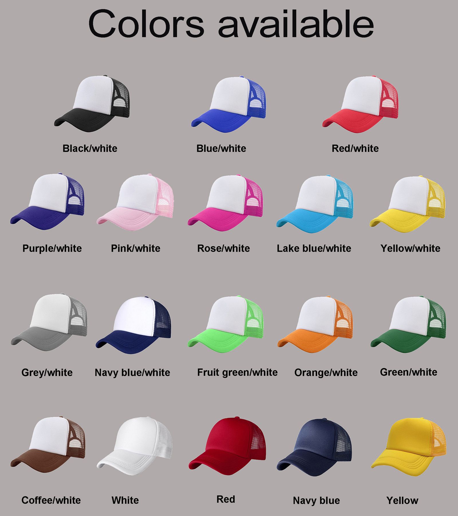 Foam Mesh Trucker Cap – Adjustable Snapback, Unisex Plain Hat for Men & Women Sturdy Foam Front Panel