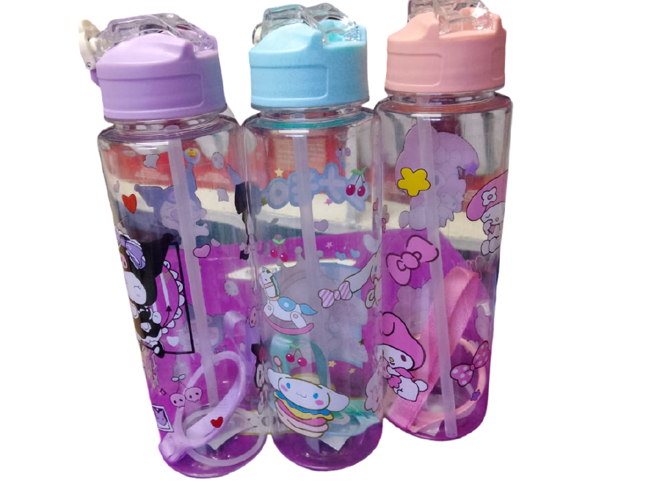 Kids Clear Water Bottle – Leak-Proof Design with Straw & Carry Loop for Boys & Girls