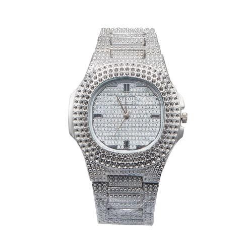 Men's Iced Out Watch – Gold/Silver Plated, Bling Dial, Stainless Steel Bracelet for Formal & Casual Style