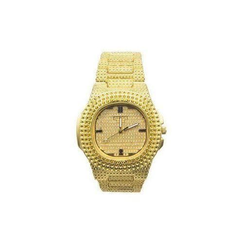 Men's Iced Out Watch – Gold/Silver Plated, Bling Dial, Stainless Steel Bracelet for Formal & Casual Style