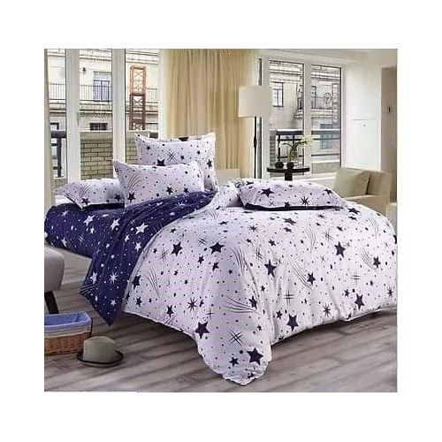 4-Piece Star Print Duvet Set - Includes 1 Duvet , 1 Fitted Sheet, and 2 Pillowcases - Galaxy Themed Bedding