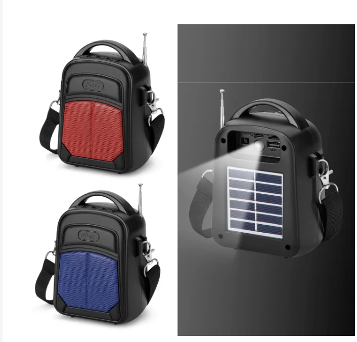 A20T Heavy Bass Portable Solar Bluetooth Speaker with FM Radi, SD Card Port, Flash Disk port, USB Phone charging & LED Light