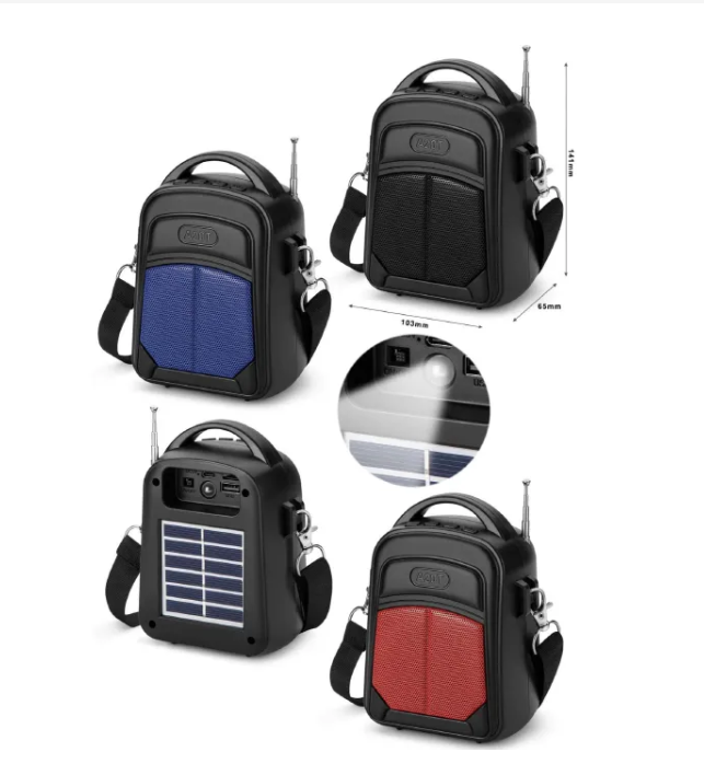 A20T Heavy Bass Portable Solar Bluetooth Speaker with FM Radi, SD Card Port, Flash Disk port, USB Phone charging & LED Light