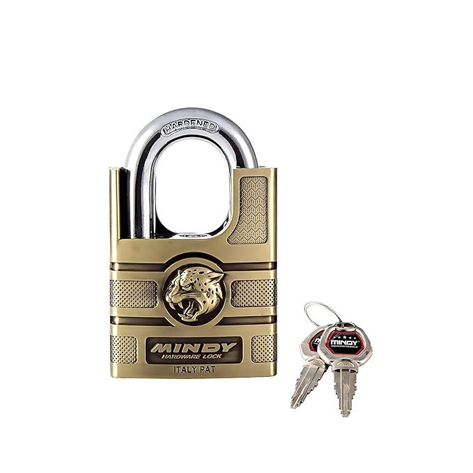 Mindy Heavy Duty Metal Padlock with Keys – Secure Outdoor & Indoor Use, Anti-Rust & Cut-Resistant - For Gates, Lockers, Storage & Bikes, Weatherproof
