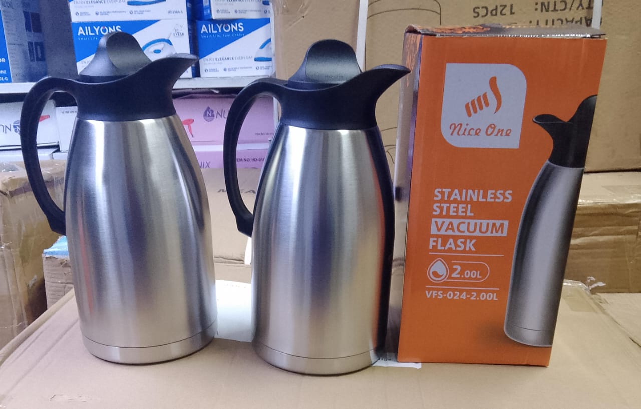 Nice One Unbreakable Stainless Steel Vacuum Flask – 2L Double Walled, 24-Hour Hot & Cold