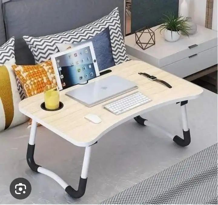 Multi-Purpose Foldable Laptop & Study Desk – 60x40x27cm Portable Table with Tablet Slot & Cup Holder